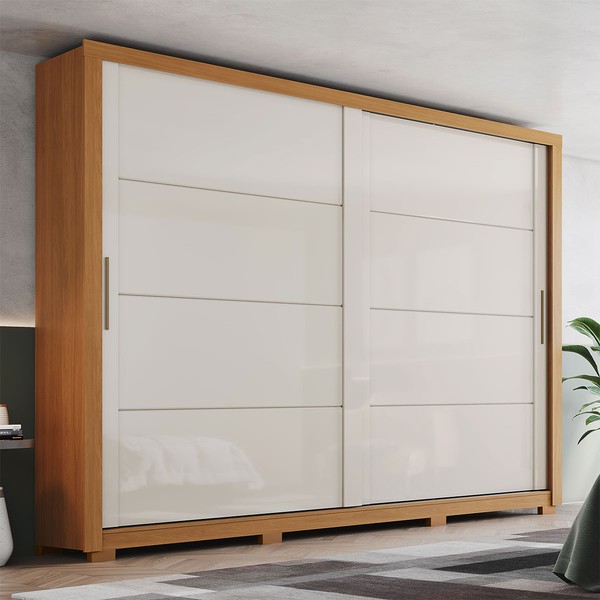 Guarda-Roupa Casal Palace 2 Portas 4 Gavetas Cinamomo/Off White - Henn