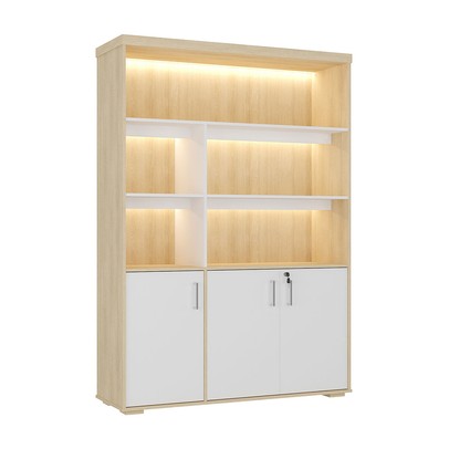 Armário para Escritório Tamburato com Led Carvalho/Branco - Artany Movéis