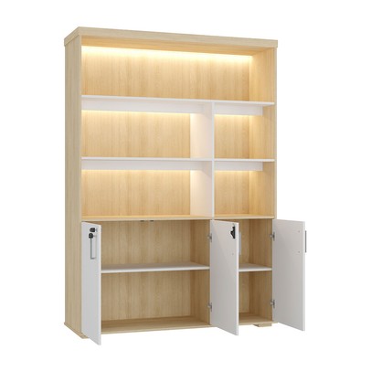 Armário para Escritório Tamburato com Led Carvalho/Branco - Artany Movéis