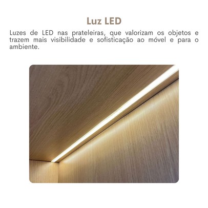 Armário para Escritório Tamburato com Led Carvalho/Branco - Artany Movéis