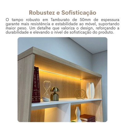 Armário para Escritório Tamburato com Led Carvalho/Branco - Artany Movéis