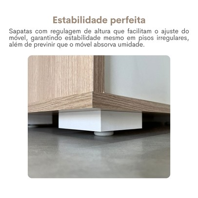 Armário para Escritório Tamburato com Led Carvalho/Branco - Artany Movéis