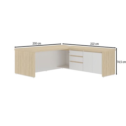 Mesa para Escritório Tamburato Supreme Ld Carvalho/Branco - Artany Móveis