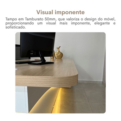 Mesa para Escritório Tamburato Supreme Ld Carvalho/Branco - Artany Móveis