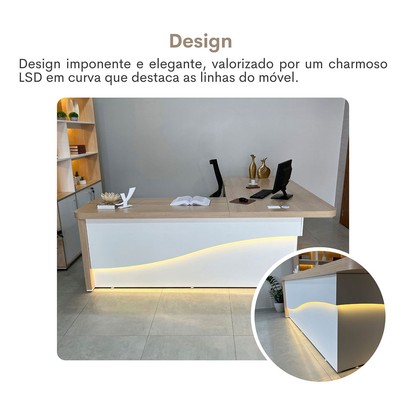 Mesa para Escritório Tamburato Supreme Ld Carvalho/Branco - Artany Móveis