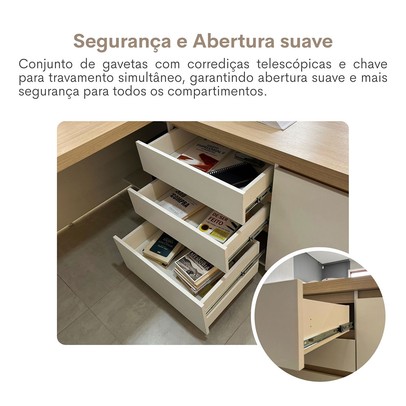 Mesa para Escritório Tamburato Supreme Ld Carvalho/Branco - Artany Móveis