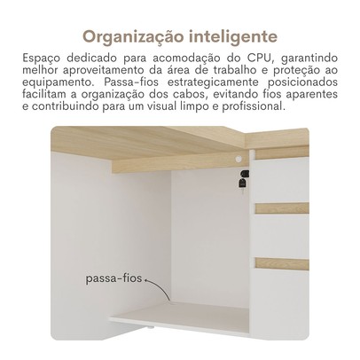 Mesa para Escritório Tamburato Supreme Ld Carvalho/Branco - Artany Móveis