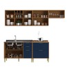 Cozinha Compacta Domus 6 Portas 5 Gavetas Nogal/Royal - Hecol Móveis
