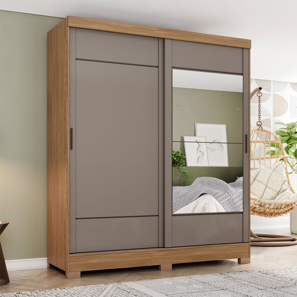 Guarda-Roupa Casal 2 Portas 2 Gavetas Nature/Avelã B74 - Briz