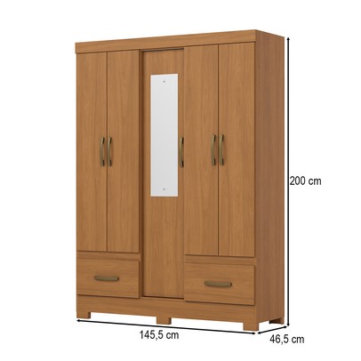 Guarda-Roupa Solteiro 5 Portas 2 Gavetas Cinamomo B60 - Briz