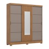Guarda Roupa Casal B376 3 Portas 2 Gavetas Ripado com Espelho Nature/Avelã - Briz