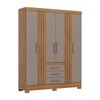Guarda-Roupa Casal B375 4 Portas 3 Gavetas Ripado Nature/Avelã - Briz