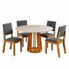 Mesa de Jantar 4 Lugares Alpes com Vidro Mel/Off White/Cinza - Viero Móveis