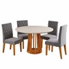 Mesa de Jantar 4 Lugares Kalen com Vidro Mel/Off White/Cinza - Viero Móveis
