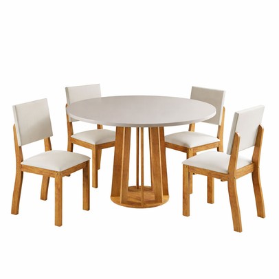 Mesa de Jantar 4 Lugares Darina Mel/Blonde/Marfim - Viero Móveis