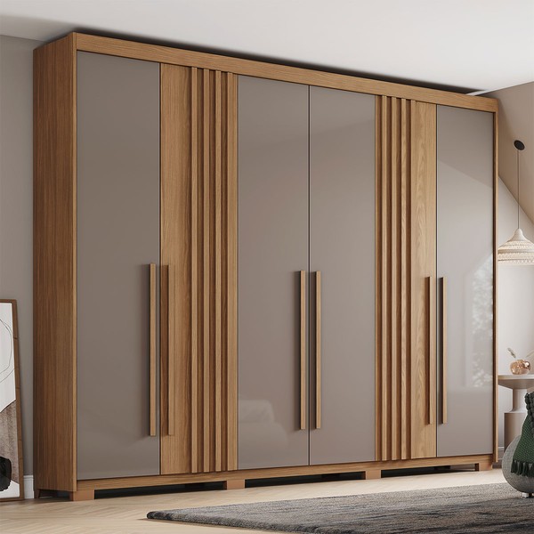 Guarda Roupa Casal Norton 6 Portas 4 Gavetas Flex Nature/Avelã - Henn