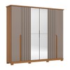 Guarda Roupa Casal Napoli com Espelho 6 Portas 6 Gavetas Cinamomo/Avelã - Henn