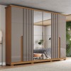 Guarda Roupa Casal Napoli com Espelho 6 Portas 6 Gavetas Cinamomo/Avelã - Henn
