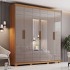 Guarda Roupa Casal Flora 6 Portas 3 Gavetas com Espelho Cinamomo/Avelã - Henn