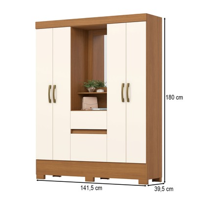 Guarda-Roupa Solteiro 4 Portas 2 Gavetas Cinamomo/Off White Bs07 - Briz