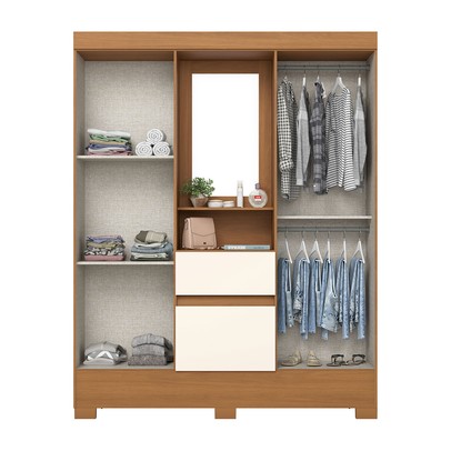 Guarda-Roupa Solteiro 4 Portas 2 Gavetas Cinamomo/Off White Bs07 - Briz