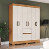 Guarda Roupa Solteiro Alexandre 6 Portas 2 Gavetas Cinamomo/Off White - Henn
