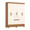 Guarda Roupa Solteiro Alexandre 6 Portas 2 Gavetas Cinamomo/Off White - Henn