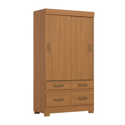Guarda-Roupa Solteiro 2 Portas de Correr 4 Gavetas Flex Cinamomo/Off White Be25 - Briz