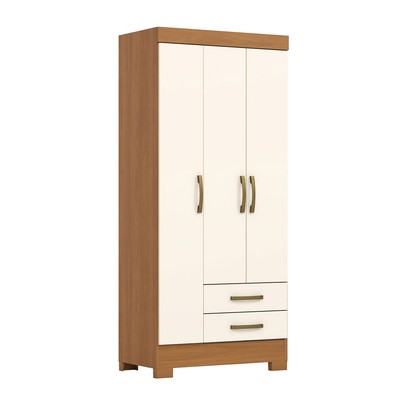 Guarda-Roupa Solteiro 3 Portas 2 Gavetas Cinamomo/Off White Be16 - Briz