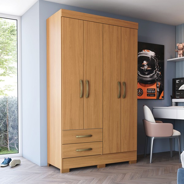 Guarda-Roupa Lima 4 Portas 2 Gavetas Cinamomo - Henn