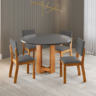 Mesa de Jantar 4 Lugares Fayra Mel/Cinza - Viero Móveis