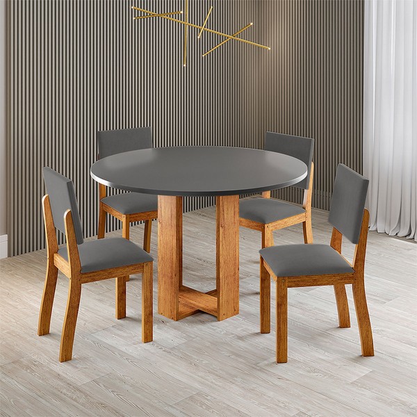 Mesa de Jantar 4 Lugares Fayra Mel/Cinza - Viero Móveis
