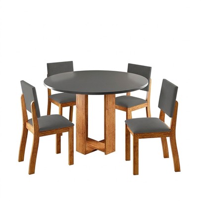 Mesa de Jantar 4 Lugares Fayra Mel/Cinza - Viero Móveis