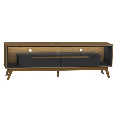 Rack para TV Até 65 Polegadas Spinello 2 Gavetas com Vidro e Led Cedro/Preto - Pnr Móveis