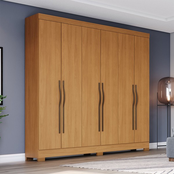 Guarda-Roupa Casal Leonard 6 Portas 2 Gavetas Cinamomo - Henn