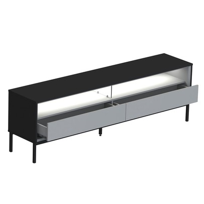 Rack para TV Até 65 Polegadas Peridoto 2 Gavetas com Led Preto/Off White - Pnr Móveis
