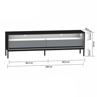 Rack para TV Até 65 Polegadas Peridoto 2 Gavetas com Led Preto/Off White - Pnr Móveis