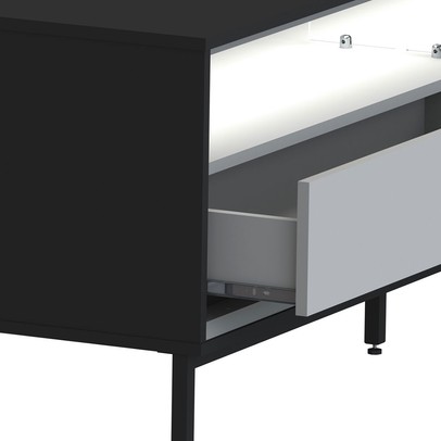 Rack para TV Até 65 Polegadas Peridoto 2 Gavetas com Led Preto/Off White - Pnr Móveis