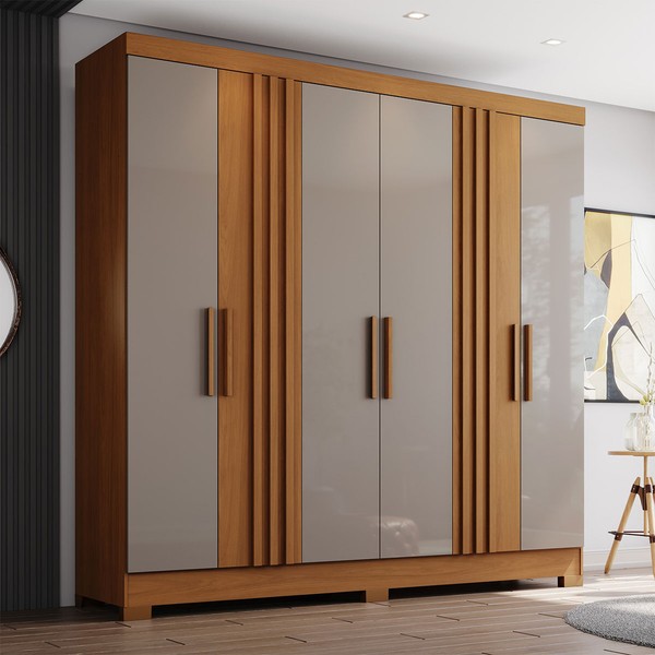 Guarda Roupa Casal Francês 6 Portas 3 Gavetas Cinamomo/Avelã - Henn