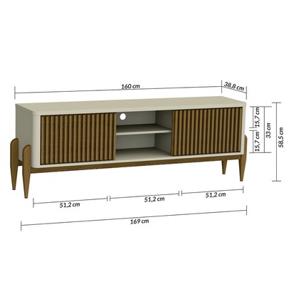 Rack para TV Até 55 Polegadas Di Luna 2 Portas 1 Prateleira Off White/Cedro - Pnr Móveis
