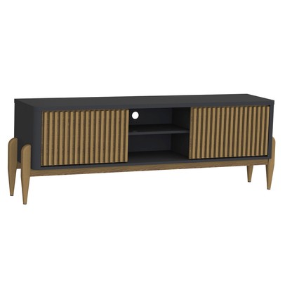 Rack para TV Até 55 Polegadas Di Luna 2 Portas 1 Prateleira Preto/Cedro - Pnr Móveis