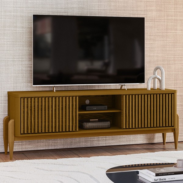 Rack para TV Até 55 Polegadas Di Luna 2 Portas 1 Prateleira Cedro - Pnr Móveis