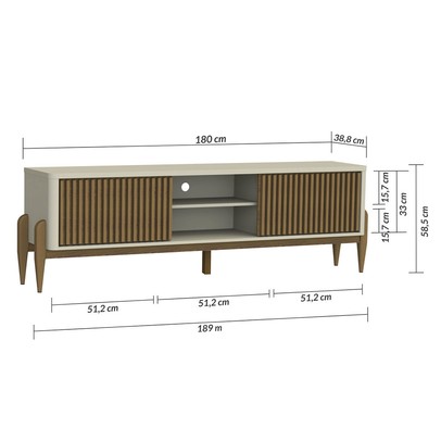 Rack para TV Até 65 Polegadas Citrino 2 Portas 1 Prateleira Off White/Cedro - Pnr Móveis