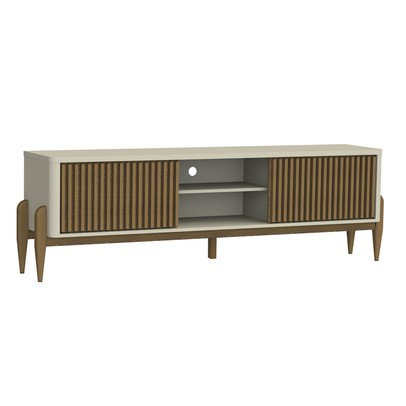Rack para TV Até 65 Polegadas Citrino 2 Portas 1 Prateleira Off White/Cedro - Pnr Móveis