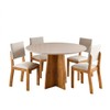 Mesa de Jantar 4 Lugares Asty com Vidro Mel/Off White/Marfim - Viero Móveis