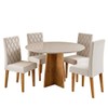 Mesa de Jantar 4 Lugares Volpi com Vidro Mel/Off White/Marfim - Viero Móveis