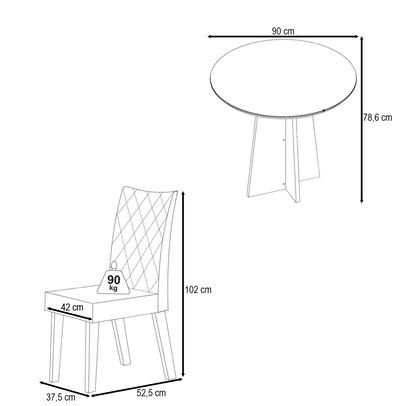 Mesa de Jantar 4 Lugares Volpi com Vidro Mel/Off White/Marfim - Viero Móveis