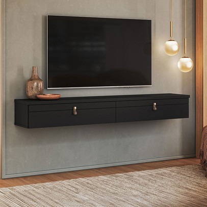 Rack para TV Até 55 Polegadas Opale 2 Portas Preto - Pnr Móveis