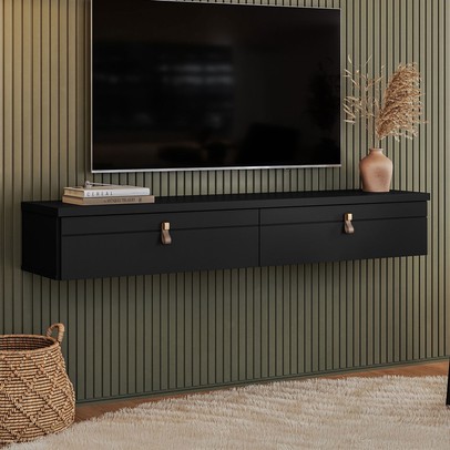 Rack para TV Até 50 Polegadas Suspenso Imperiale 2 Portas Preto - Pnr Móveis