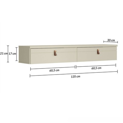 Rack para TV Até 50 Polegadas Suspenso Imperiale 2 Portas Off White/Bege - Pnr Móveis